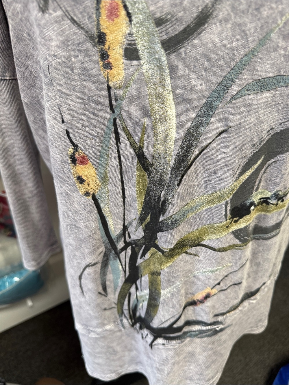 Jess & Jane Gray Artistic Tunic Top Small Made in USA Soft Boho Zen Print - Picture 6 of 9